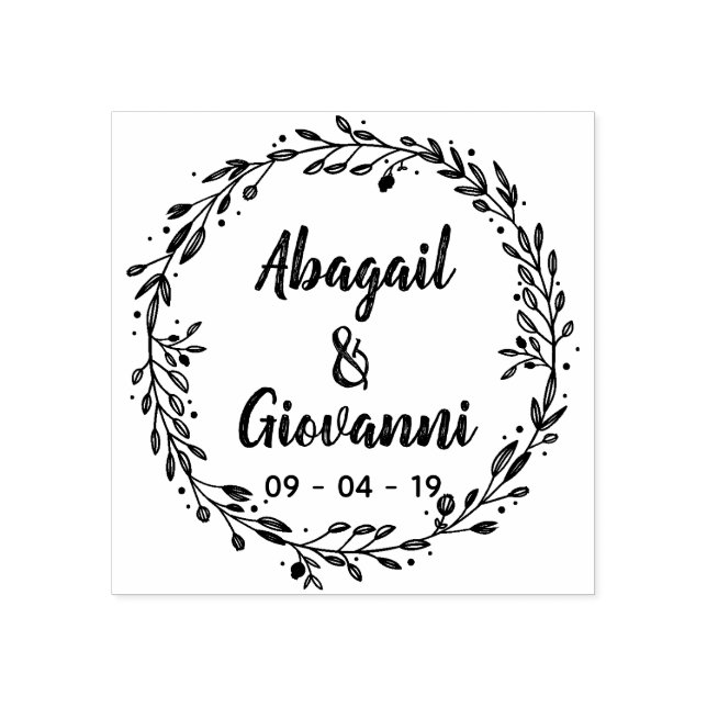 Löven Spara datum i rustik cirkel Stämpel (Tryck)