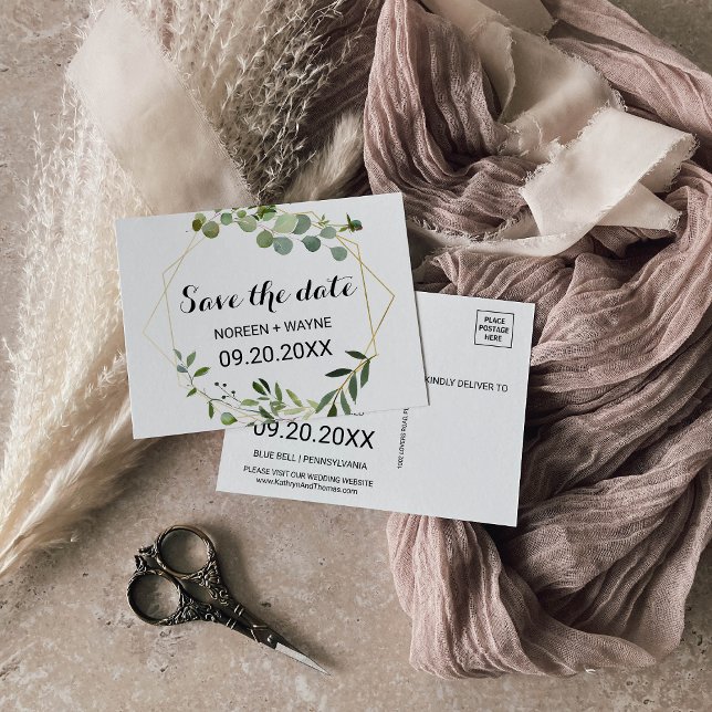 Löven Tropical Grönt Spara datumkortet Vykort (Skapare uppladdad)