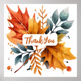 Löven Watercolor Autumn Fall Färg Poster