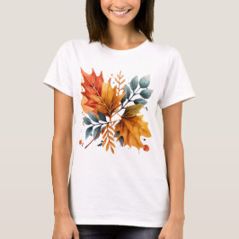 Löven Watercolor Autumn Fall Färg T Shirt