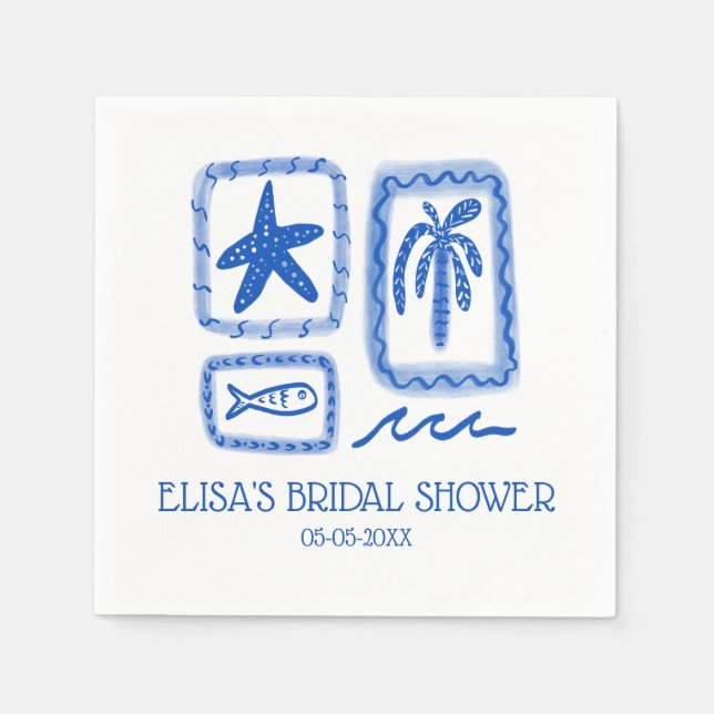 LoveNotes från Sea Cute Beach ANPASSNINGSBAR Möhip Pappersservett (Framsidan)