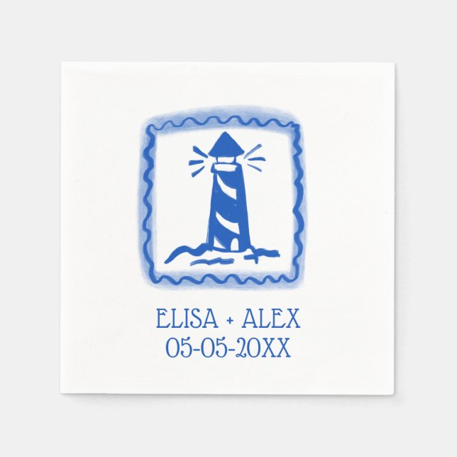 LoveNotes från Sea Lighthouse PERSONLIGT BRÖLLP Pappersservett (Framsidan)