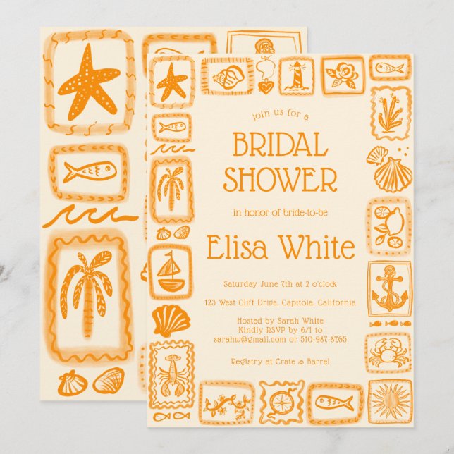 LoveNotes från Sea Möhippa Modern ANPASSNINGSBAR Inbjudningar (Fram/baksida)