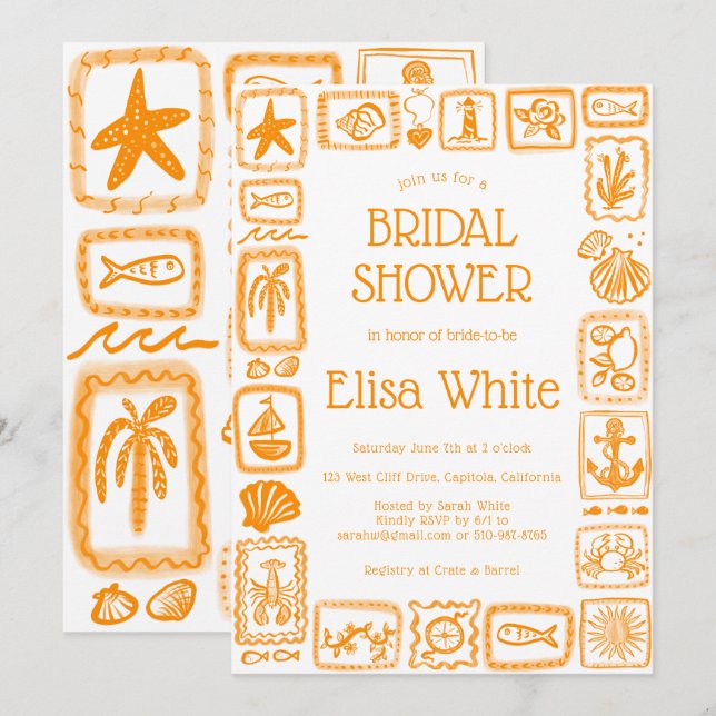 LoveNotes från Sea Möhippa Modern ANPASSNINGSBAR Inbjudningar (Fram/baksida)