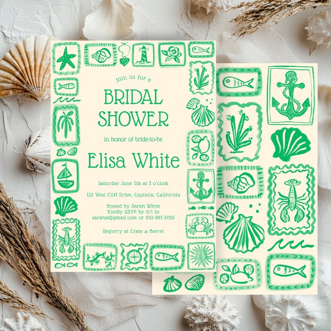 LoveNotes från Sea Möhippa Modern ANPASSNINGSBAR Inbjudningar (LoveNotes from the Sea Bridal Shower Modern CUSTOM Invitation
)