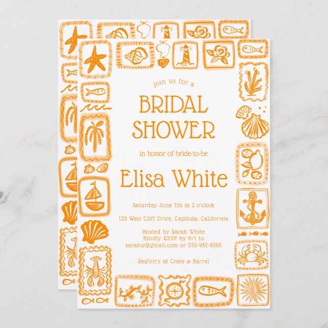 LoveNotes från Sea Möhippa Modern ANPASSNINGSBAR Q Inbjudningar (Fram/baksida)