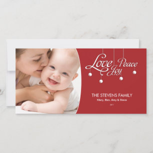 LovePeaceJoy Hanging Ornament Premium Photo Card Julkort