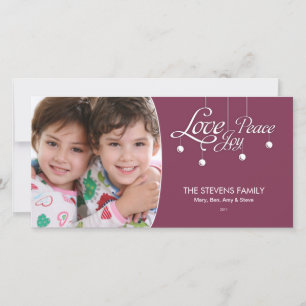 LovePeaceJoy Hanging Ornament Premium Photo Card Julkort
