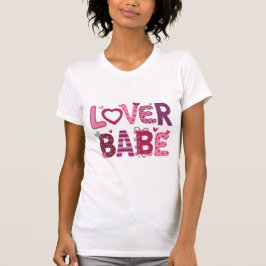 Lover Babe Patchwork Letter Design – Cute Pink Val T Shirt