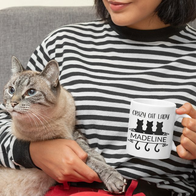 Lover Crazy Cat Dam Namn Kaffemugg (Skapare uppladdad)