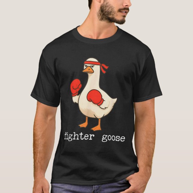 Lover Goose And Fighter Goose, Funny Couple Goose  T Shirt (Framsida)