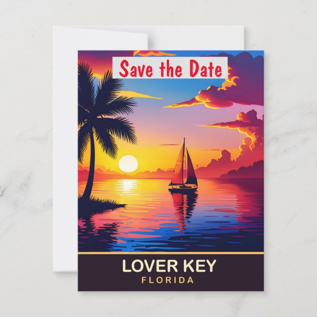 Lover Key Florida Romantiskt Bröllopsinbjudan Spara Datumet (Framsida)