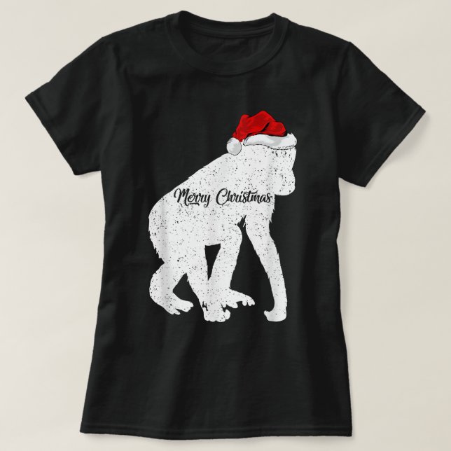 Lover Santa Hat Chimpanzee T Shirt (Design framsida)