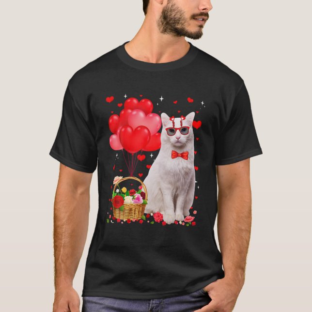 Lover, turkisk Angora Cat Heart Valentine Cat Love T Shirt (Framsida)