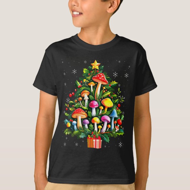 Lover Xmas Mushroom Christmas Tree  T Shirt (Framsida)