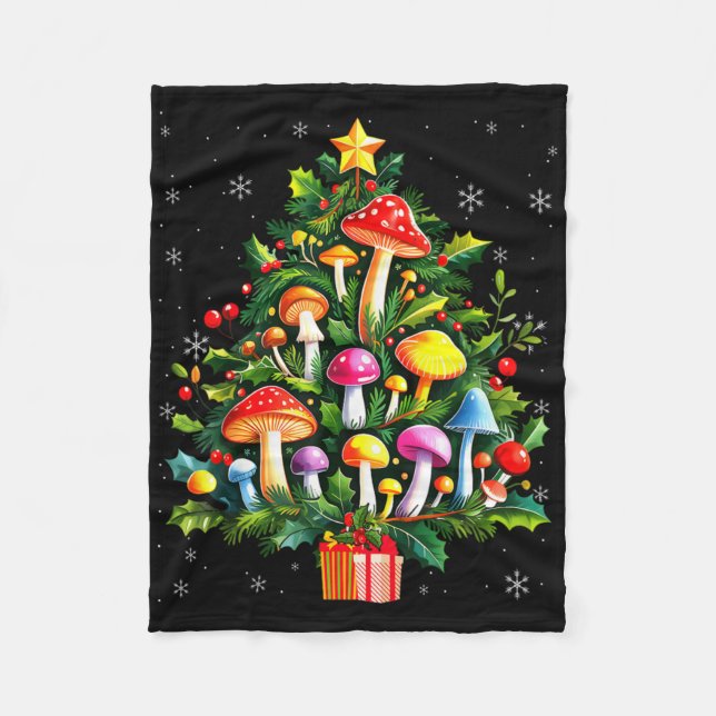 Lover Xmas Mushroom Christmas Tree T Shirt  Fleecefilt (Framsidan)