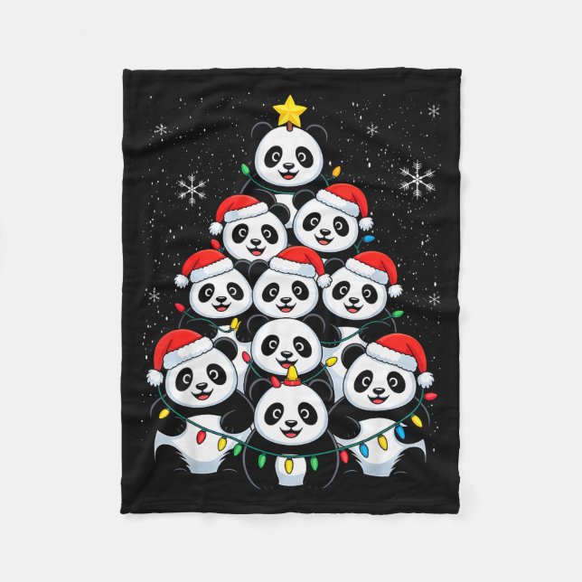 Lover Xmas Panda Christmas Tree  Fleecefilt (Framsidan)