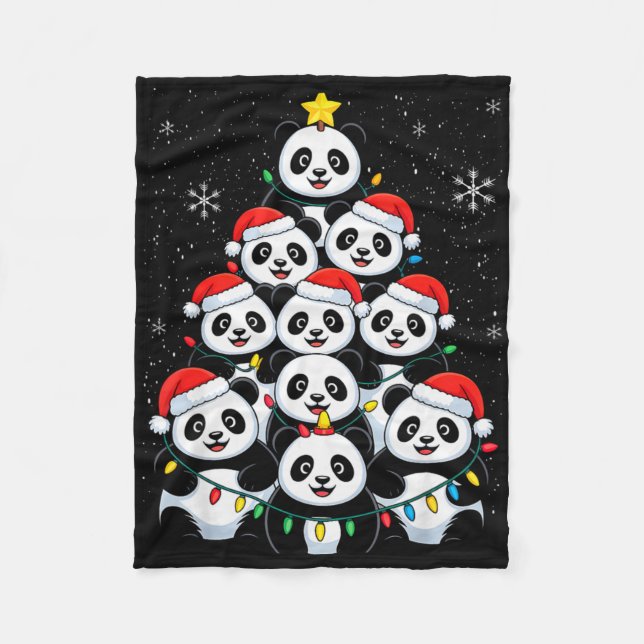 Lover Xmas Panda Christmas Tree T Shirt  Fleecefilt (Framsidan)