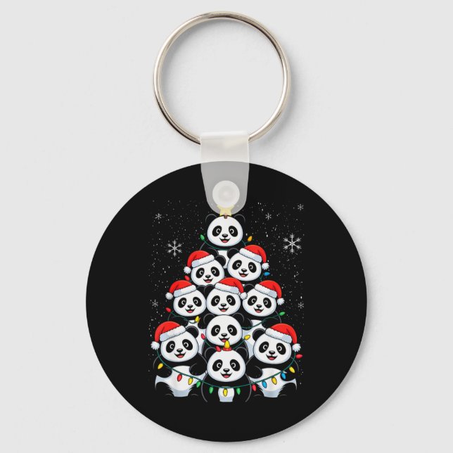 Lover Xmas Panda Christmas Tree T Shirt  Nyckelring (Framsida)