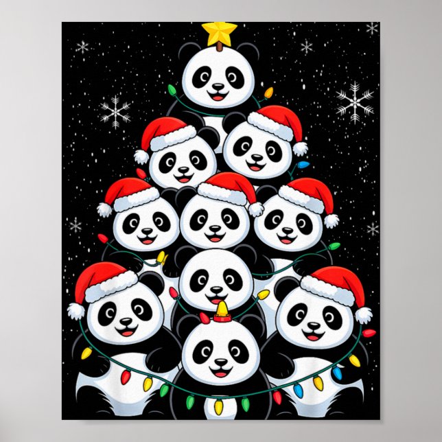Lover Xmas Panda Christmas Tree T Shirt  Poster (Framsidan)