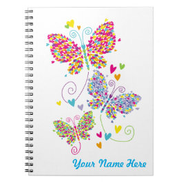 Loverflies Butterflies hearearts Bright Anteckningsbok