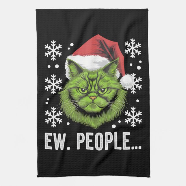 Lovers från grå julklapp Ew People Meowy Cat Lover Kökshandduk (Vertikal)
