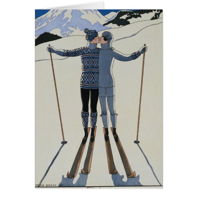 <Lovers in the Snow> vid Georges Barbier Hälsningskort (Framsidan)