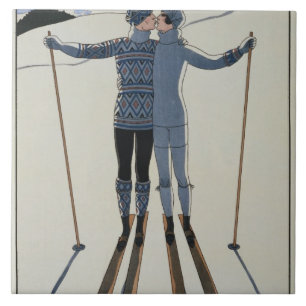 <Lovers in the Snow> vid Georges Barbier Kakelplatta