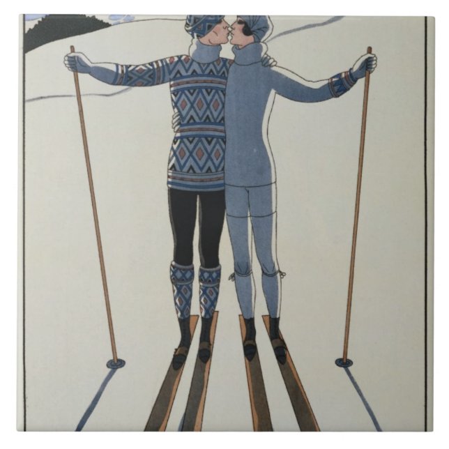 <Lovers in the Snow> vid Georges Barbier Kakelplatta (Framsidan)