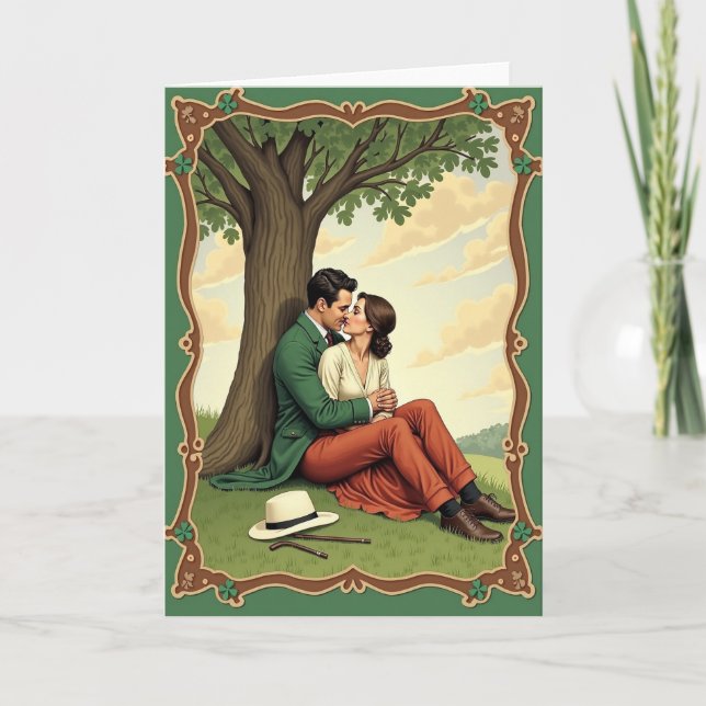 Lovers Kiss Under Tree Scene Card Kort (Framsida)