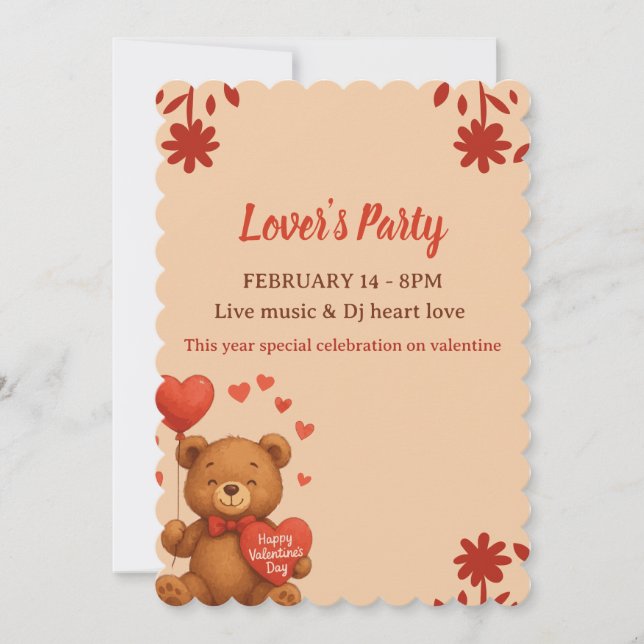 Lover's Party - Valentine’s Day party Invitation Inbjudningar (Framsida)