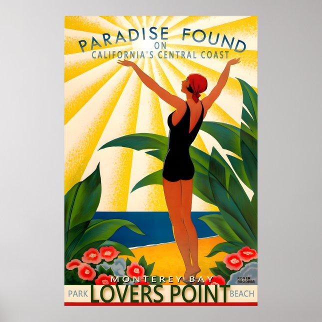 Lovers Point Beach Pacific Grove Kalifornien Affis Poster (Framsidan)
