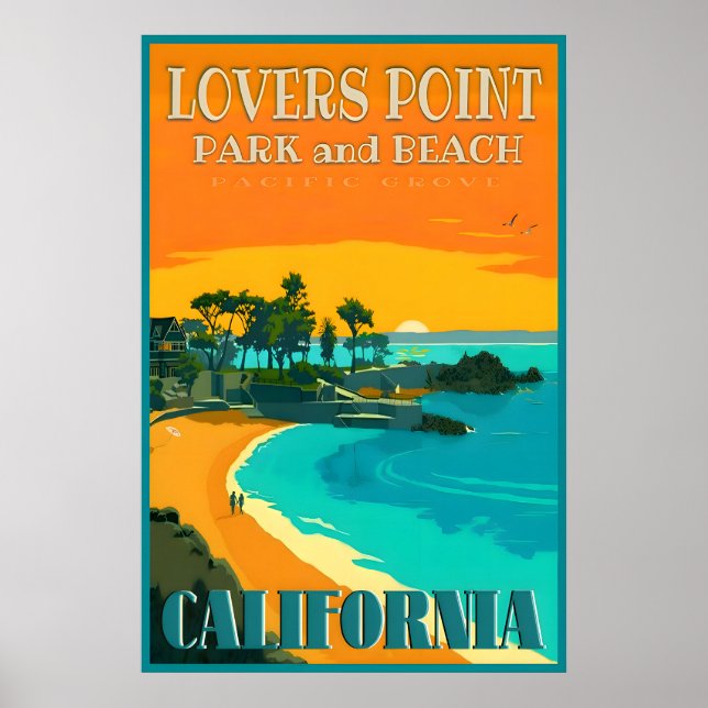Lovers Point Beach Pacific Grove Kalifornien Affis Poster (Framsidan)