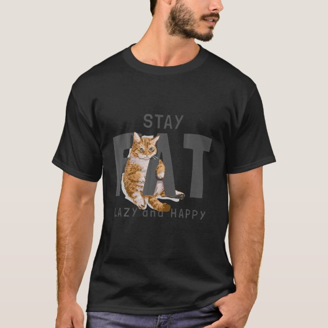 Lovers, Tjock Cat Lazy Lycklig Cat Lovers T Shirt (Framsida)