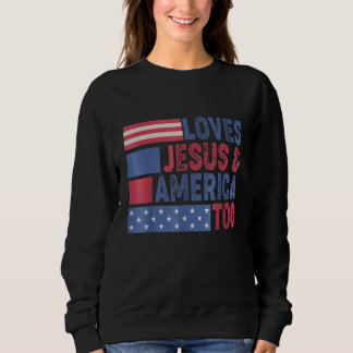Loves Jesus & America Too Christ 4th Of July Ameri T Shirt