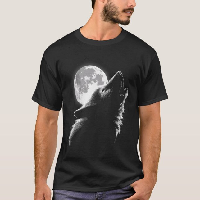 Loves Wolves wolf moon 3 T Shirt (Framsida)