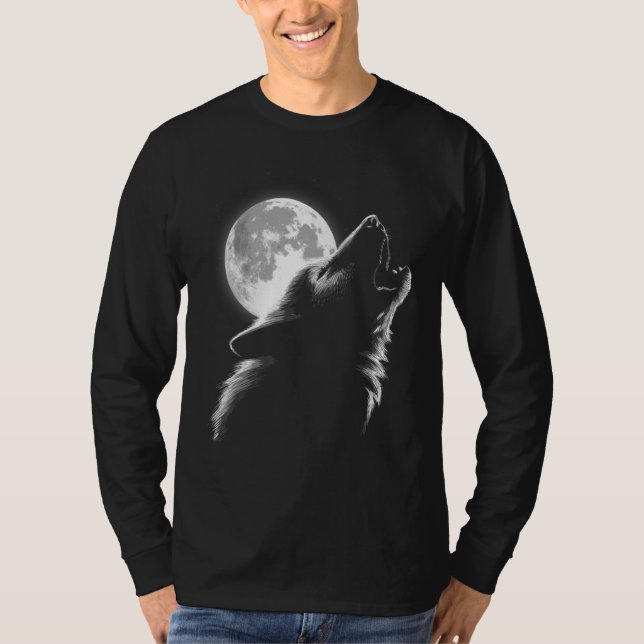 Loves Wolves wolf moon 3 T Shirt (Framsida)