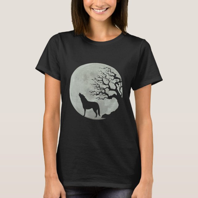 Loves Wolves wolf moon 4 T Shirt (Framsida)