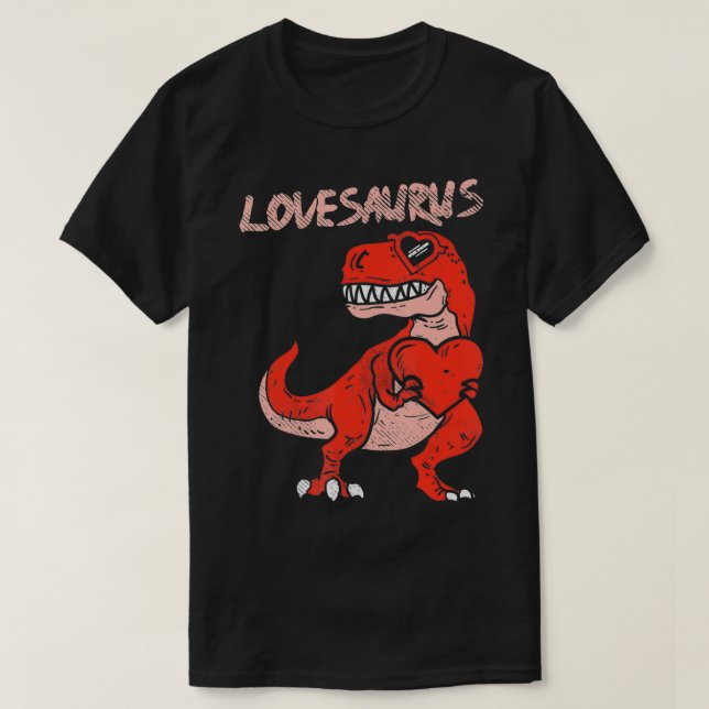 Lovesaurus Tre Dinosaur Heart Cute Valentines day T Shirt (Design framsida)