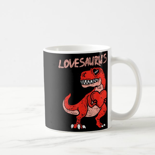 Lovesaurus Trex Dinosaur Heart Cute Valentines Day Kaffemugg (Höger)