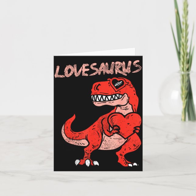 Lovesaurus Trex Dinosaur Heart Cute Valentines Day Kort (Framsida)