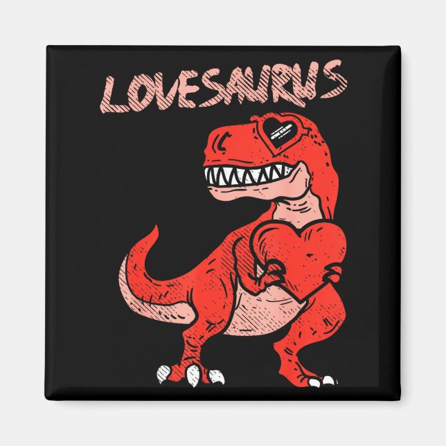 Lovesaurus Trex Dinosaur Heart Cute Valentines Day Magnet (Framsidan)