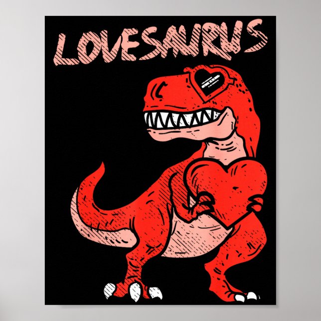Lovesaurus Trex Dinosaur Heart Cute Valentines Day Poster (Framsidan)