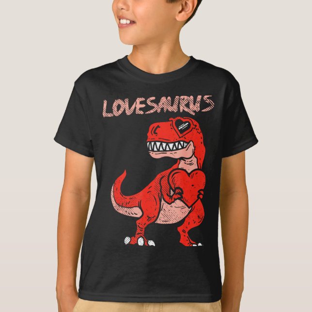 Lovesaurus Trex Dinosaur Heart Cute Valentines Day T Shirt (Framsida)