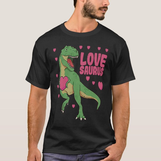 Lovesaurus Valentines day Dinosaur Trex Valentine T Shirt (Framsida)