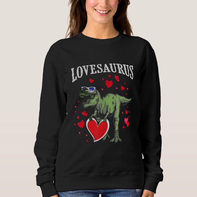Lovesaurus Valentines day T Rex Dinosaur Boys Kids T Shirt (Framsida)