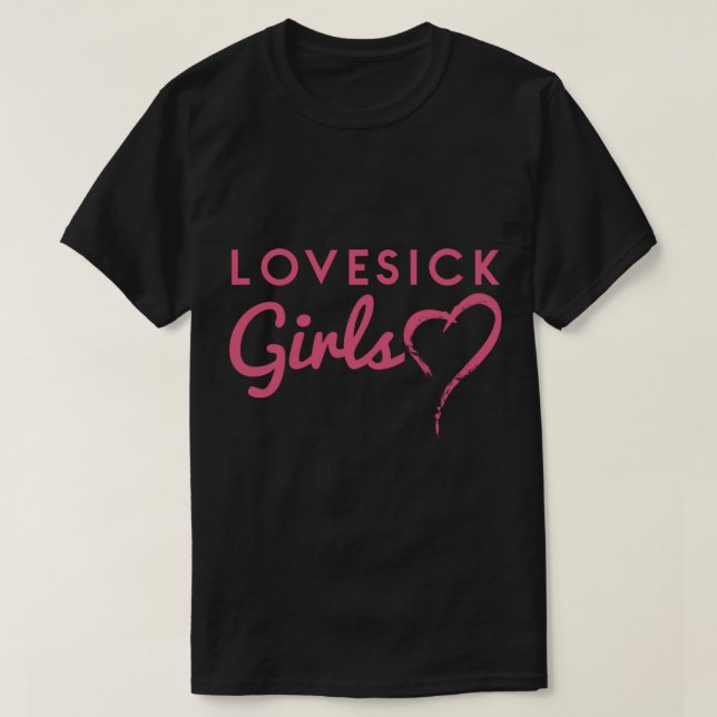 Lovesick-flickors svartvita t shirt (Design framsida)