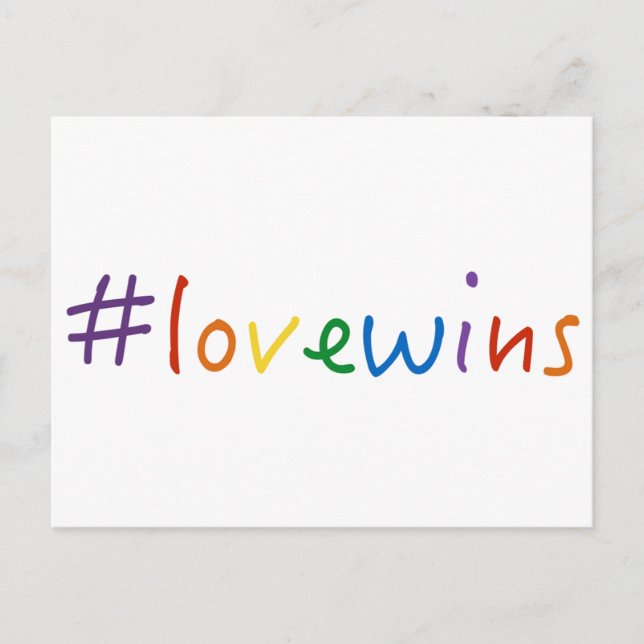 #lovewins kärlek vinner pridet om jämställdhet mel vykort (Framsida)