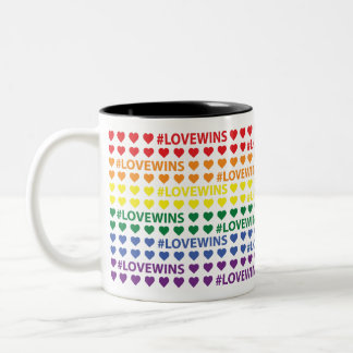 #LoveWins Rainbow Heart Mönster Två-Tonad Mugg