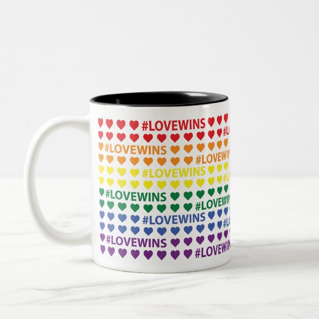 #LoveWins Rainbow Heart Mönster Två-Tonad Mugg (Vänster)
